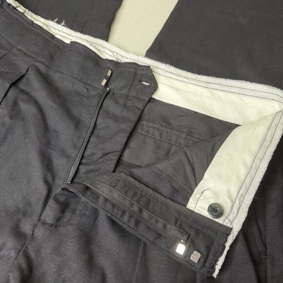 MNG by Mango Black Pleated Trouser Pants Womens 8 Contrast Trim Wide Leg Hi Rise - Picture 6 of 12